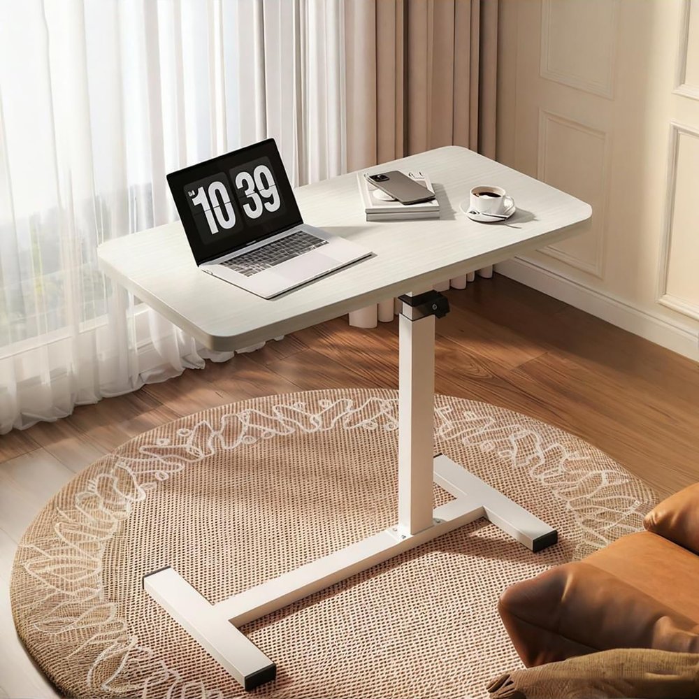 DQSPDBD Height-Adjustable Bed Table with Hidden Casters