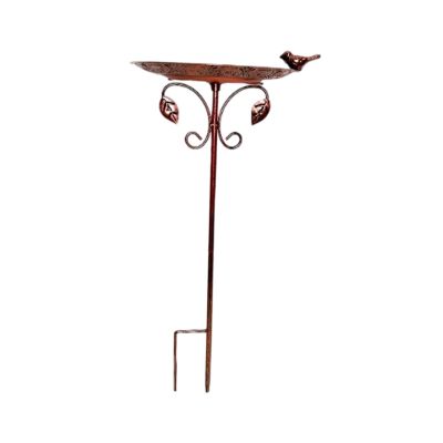 FewNvWa Metal Bird Waterer, Iron Bird Bath with Stake, Weather-Resistant Bird Water Basin, Bronze