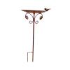 FewNvWa Metal Bird Waterer, Iron Bird Bath with Stake, Weather-Resistant Bird Water Basin, Bronze view 1