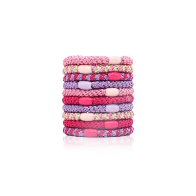 Women's Hair Tie Set, Hair Tie Bracelet, Hair-Friendly Hair Ties for Girls (10 Pink)