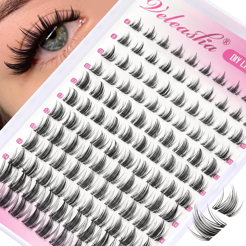 Veleasha Fairy Manga Lash Clusters, Clear Band, C Curl, 8–16 mm, 120 Pieces (Manga02)