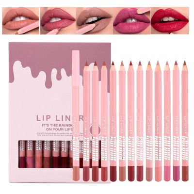 Red Lip Liner, 12 Colors, Long-Lasting Cream Makeup
