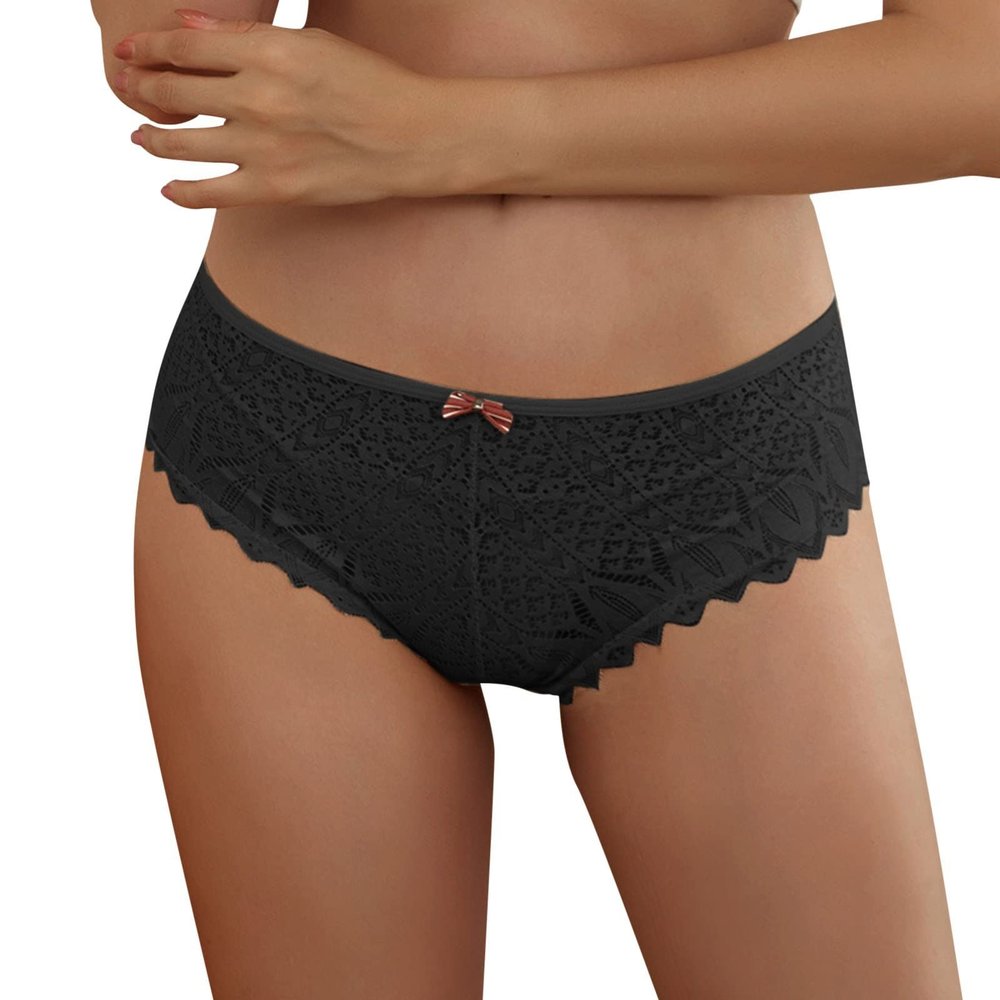 Women's Crochet Lace-Up Panty, Black, XXXL