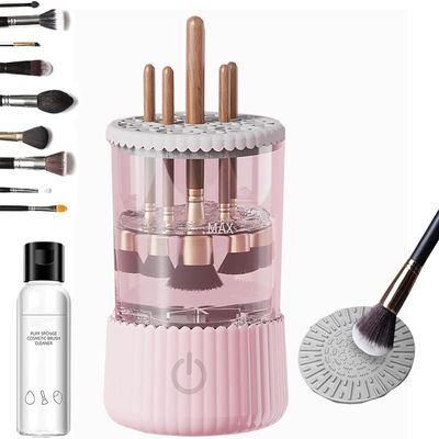 BeautySwirl Cosmetic Brush Cleaner, The Cozy Luna Brush Cleaner, Electric Makeup Brush Cleaner for All Makeup Brush Sizes, 10X Cleaning Power, Gray (B)