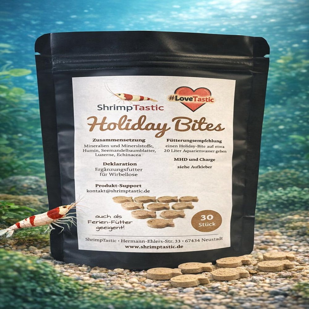 ST Holiday Bites with Humic Substances, Indian Almond Leaves, Alfalfa and Echinacea - 30 Pieces - for Shrimp, Crayfish and Snails