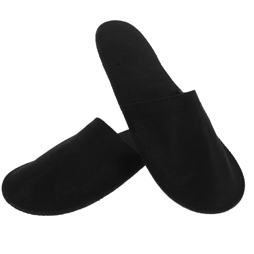 Alipis Unisex Black Felt Slippers with Non-Slip Sole for Hotels and Resorts