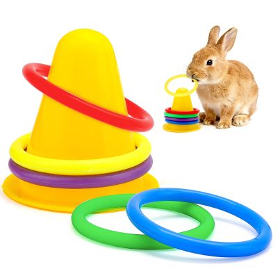 WALLFID 6-Piece Small Pet Toy Set, Rabbit Toys and Accessories, Boredom Busters, Safe and Durable, Yellow