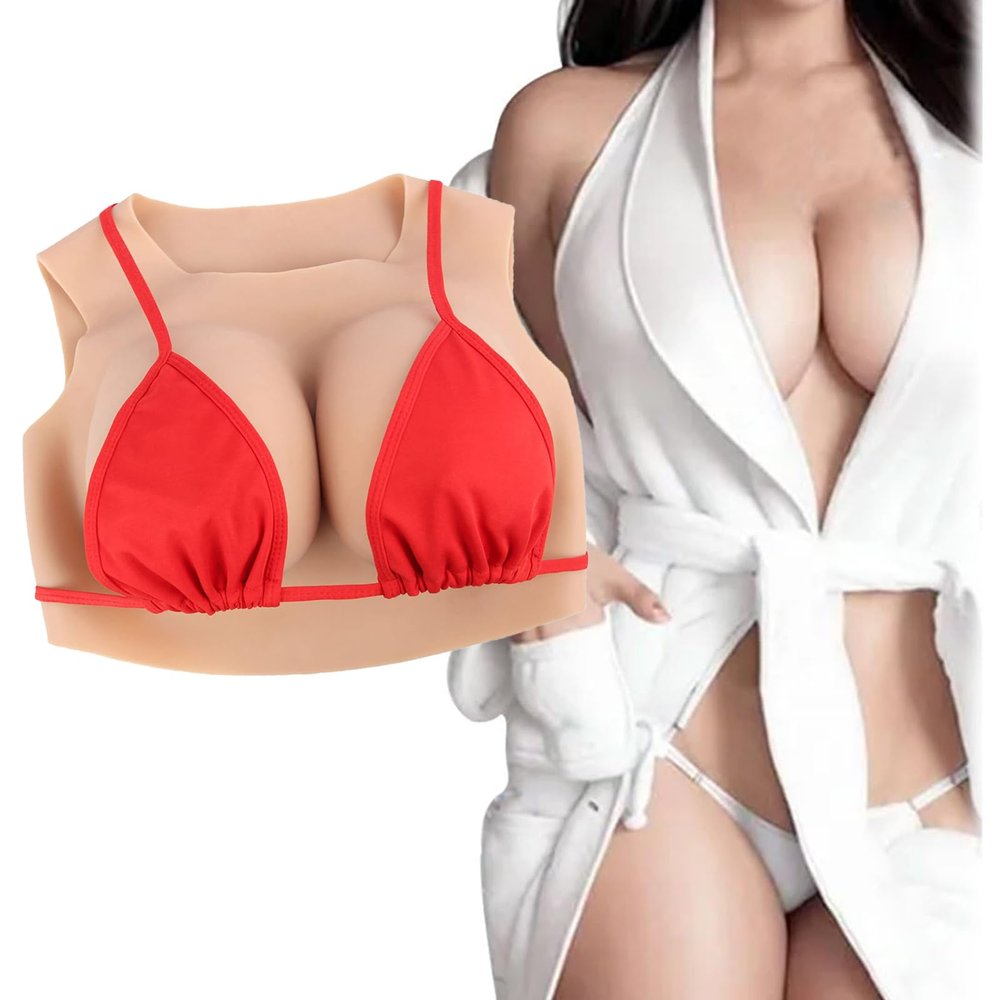Silicone Breast Plate, Large Cups, Natural-Looking, Silk Cotton, D Cup, Color 1