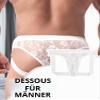 ohyeahlady Men's Lace Mesh Jockstrap Thong, Open Back, White view 3