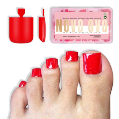 NOVO OVO Red Square Soft Gel Press-On Toenails, 240 Pieces