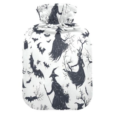 Hot Water Bottle with Bat Design, Fleece Cover, PVC, 2 L