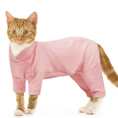 Cat Knitted Pajama Onesie, Winter Coat/Jacket, Anxiety Relief, Easy On/Off (Pink, 2XL)