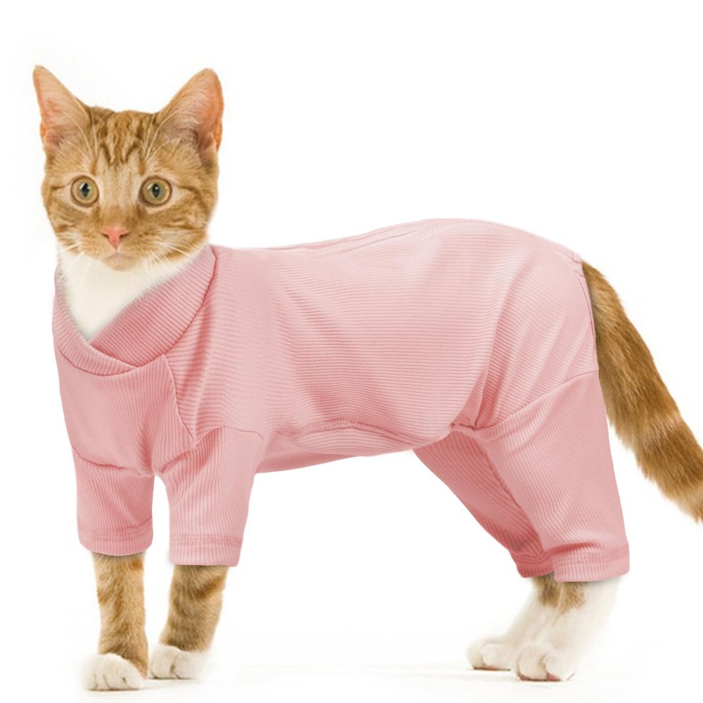 Cat Knitted Pajama Onesie, Winter Coat/Jacket, Anxiety Relief, Easy On/Off (Pink, 2XL)