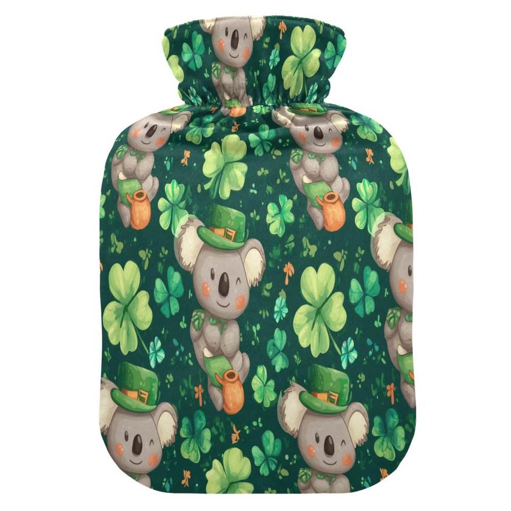 Koala Clover Hot Water Bottle with Fleece Cover, PVC, 1 Liter