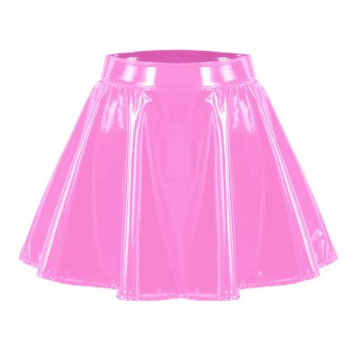 Women's Glossy High-Waisted Liquid Metallic Mini Skirt