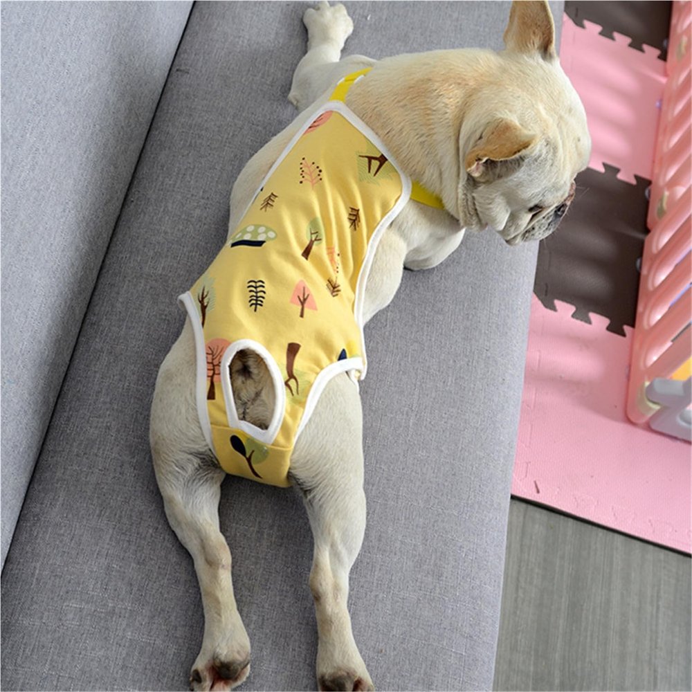 Dog Diaper Pants with Suspenders, Yellow, M