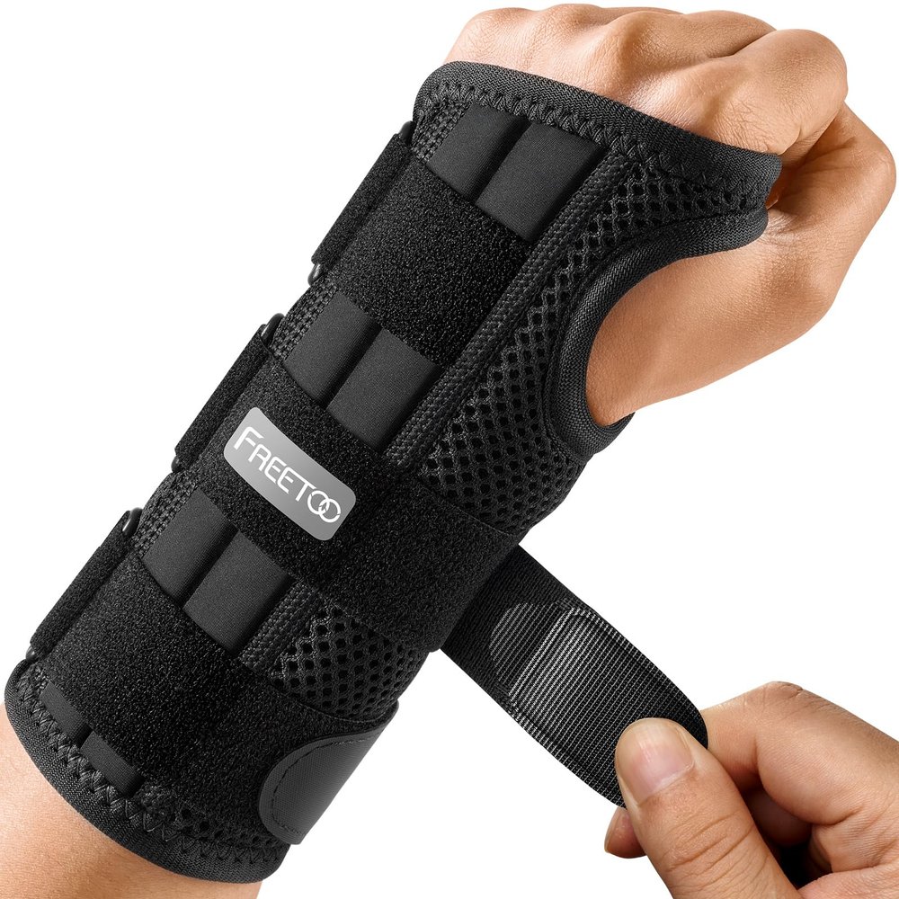 FREETOO Left Hand Wrist Brace for Carpal Tunnel, Long, Breathable Splint for Sleep and Work