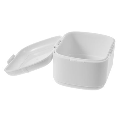 MUCKLILY Portable PP Denture Box with Scratch-Resistant Design and Secure Closure, Compact White Case for Outdoor Use