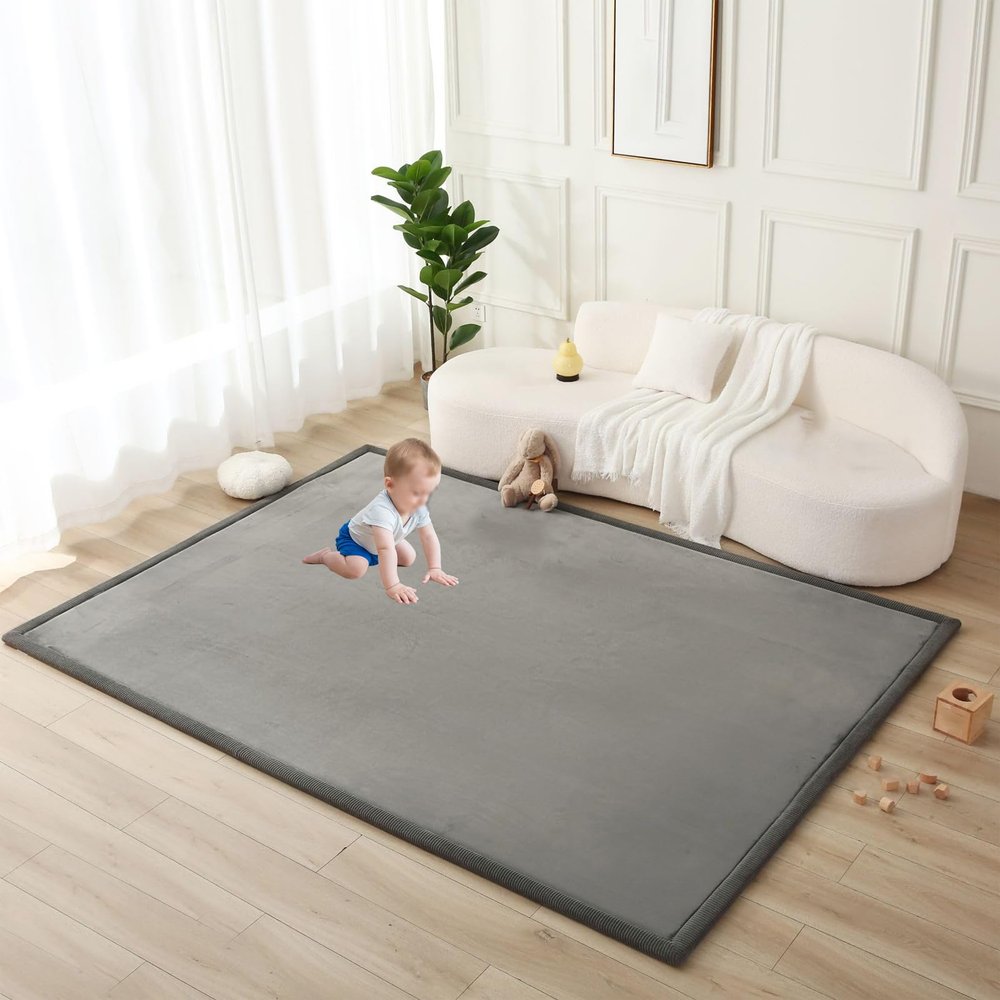 RxueSug 100 x 120 cm Baby Play Mat, 2 cm Thick, Non-Slip Bottom