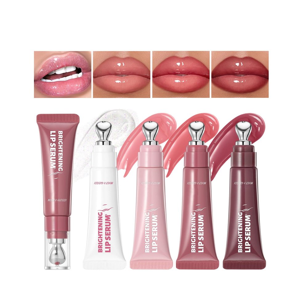 4-Piece Hydrating Lip Gloss Set, Glossy Jelly Liquid Lipstick, Glitter Plumping Lip Gloss, High-Shine Lipstick