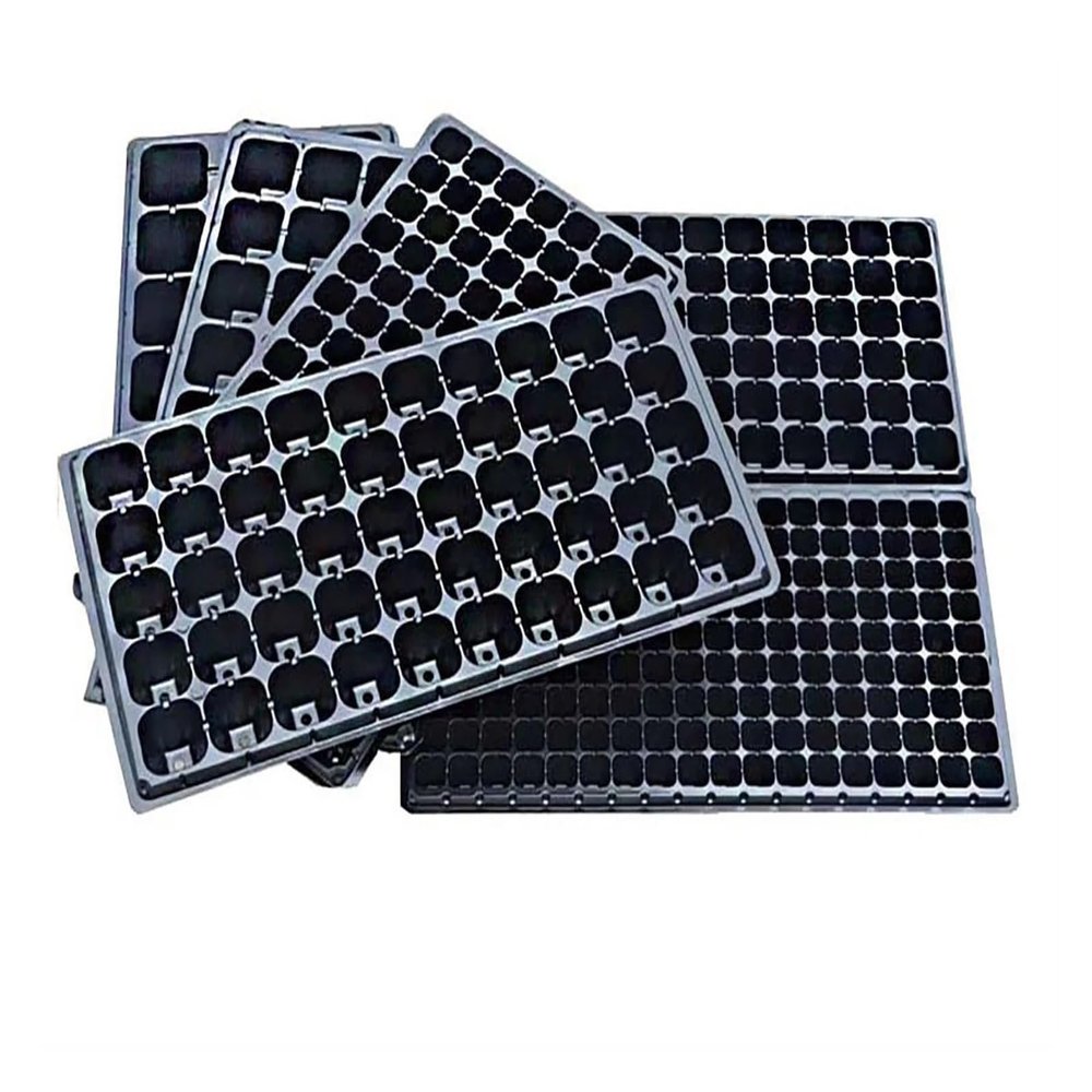 Seilosbox 10-Pack Black Plastic Seedling Trays, 21/32/50/75 Holes