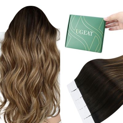 Ugeat Tape Extensions Human Hair Brown Balayage 30 cm 30 g 20 pcs #2/6/12