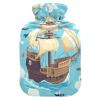 Hot Water Bottle with Pirate Ship Pattern, Fleece Cover, PVC, 1 Liter view 1