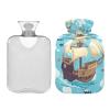 Hot Water Bottle with Pirate Ship Pattern, Fleece Cover, PVC, 1 Liter view 2
