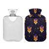 Fox Mardi Gras Beads Hot Water Bottle with Fleece Cover, PVC, 1 Liter view 2