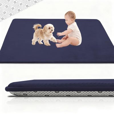 Stqyeiw 2 cm Thick Baby Crawling Mat, 50 x 120 cm, Non-Slip Play Rug, Dark Blue