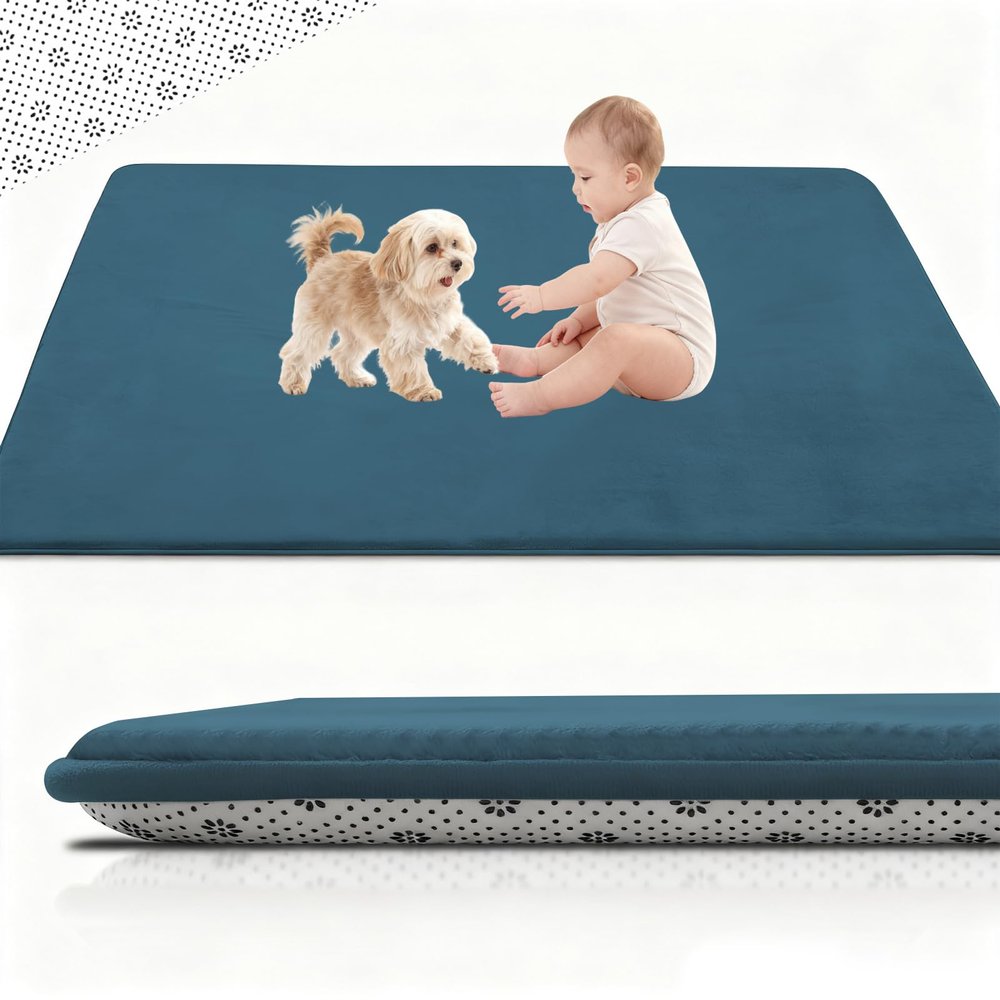 Stqyeiw 2 cm Thick Baby Crawling Mat, 100 x 120 cm, Sky Blue