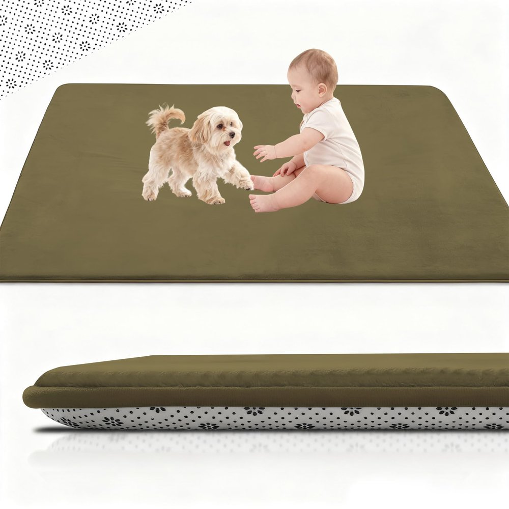 Stqyeiw 2 cm Thick Baby Crawling Mat, 190 x 350 cm, Army Green