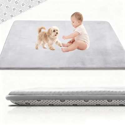 Stqyeiw 2-Inch-Thick Baby Crawling Mat, 140 x 220 cm, Non-Slip Silver Gray