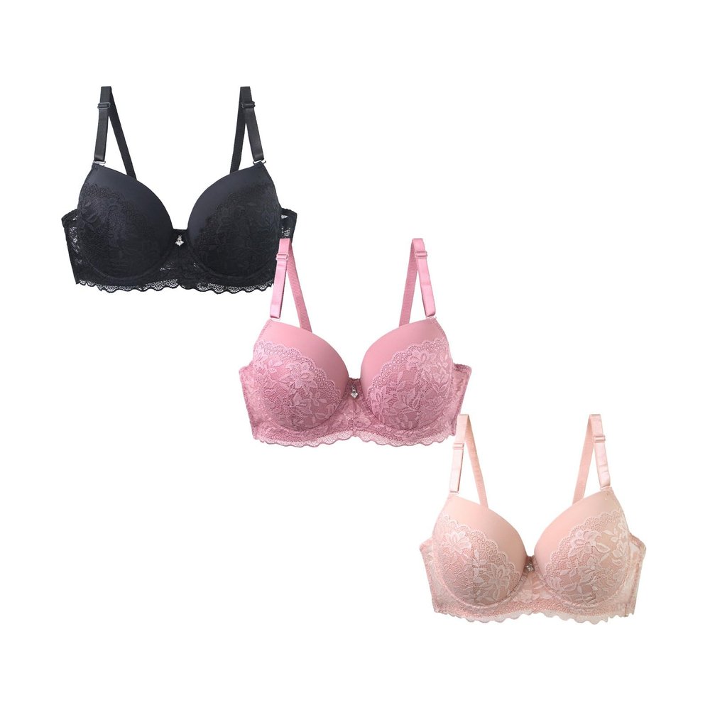 Uwdiohq Women's Lace Push-Up Bra Set, Sizes 36/80–46/105, B–F Cups, Strong Support (H, 95E)