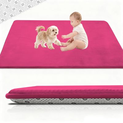Stqyeiw 2 cm Thick Baby Crawling Mat, 80 x 160 cm, Non-Slip Rose Red Tatami Rug