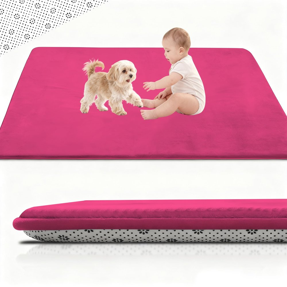 Stqyeiw 2 in. Thick Baby Crawling Mat, 47.2 x 98.4 in., Rose Red