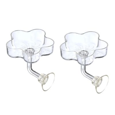 Ioensy 2 Acrylic Feeding Bowls for Shrimp with Suction Cup