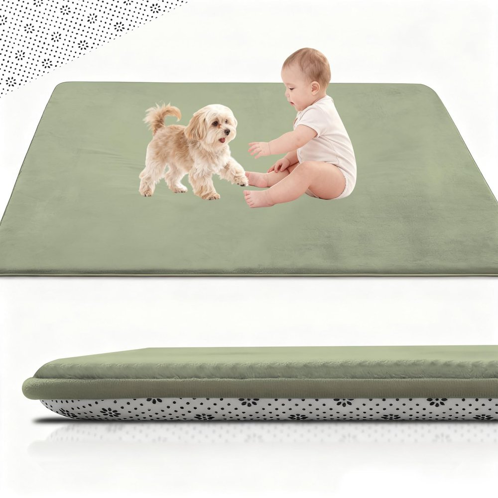Stqyeiw 2 cm Thick Baby Crawling Mat, 90 x 200 cm, Grass Green