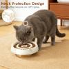 Slow-Feeder Dog Bowl with Wooden Stand, Elevated, Beige, 17 cm view 4