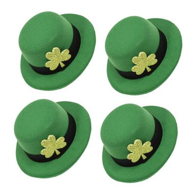 TOPPERFUN Green Top Hat Hair Clips with Shamrocks, 4 Pieces, for Women's St. Patrick's Day Costumes