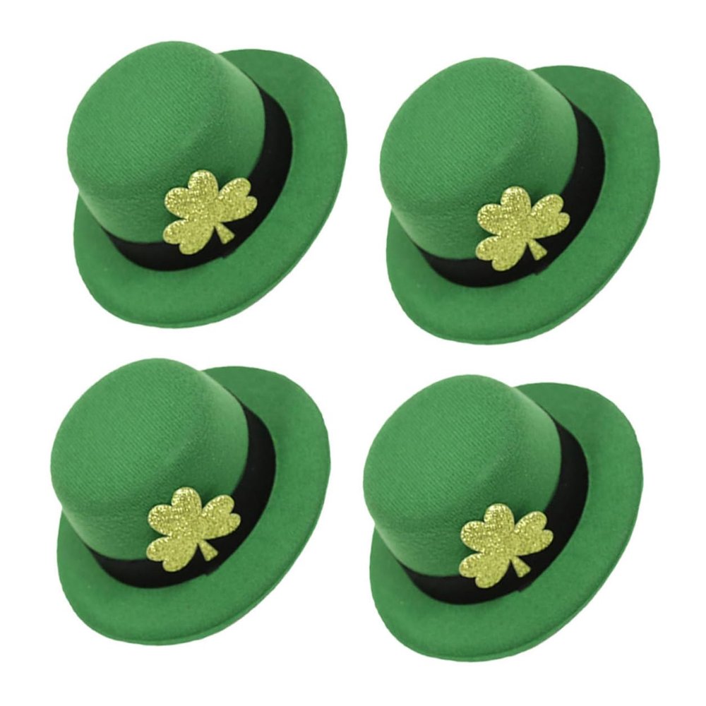 TOPPERFUN Green Top Hat Hair Clips with Shamrocks, 4 Pieces, for Women's St. Patrick's Day Costumes
