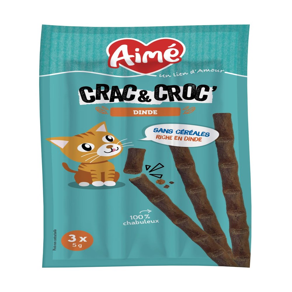 Aime Crac and Croc Cat Treats with Turkey Flavor