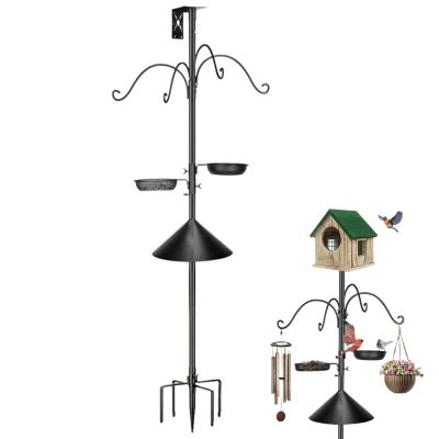 Tall Bird Feeder Pole with Sturdy Hooked Holder