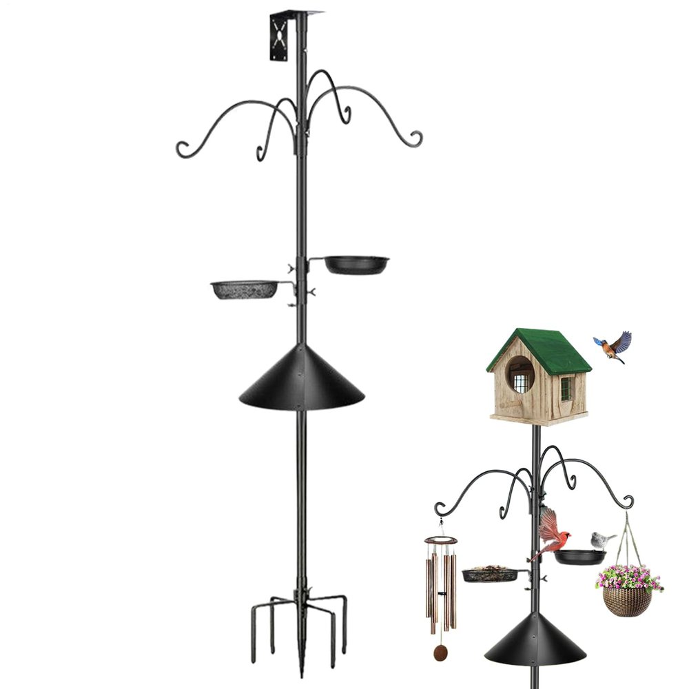 Tall Bird Feeder Pole with Sturdy Hooked Holder
