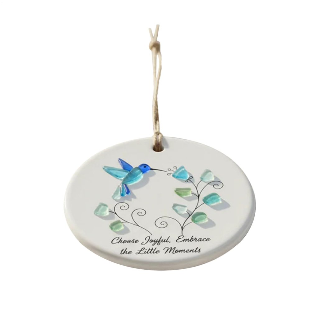 Hummingbird Christmas Ornament, 2D Acrylic Round Pendant