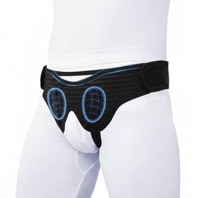 YGER JZGB Inguinal Hernia Belt for Men and Women with 2 Compression Pads, Adjustable for Unilateral or Bilateral Use, Black, M