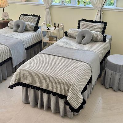 4-Piece Massage Table Linen Set, Gray, 80 x 190 cm (31 x 75 in)