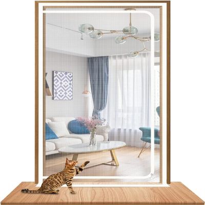 Pet Screen Door with Zipper, White, 35.4 x 86.6 in