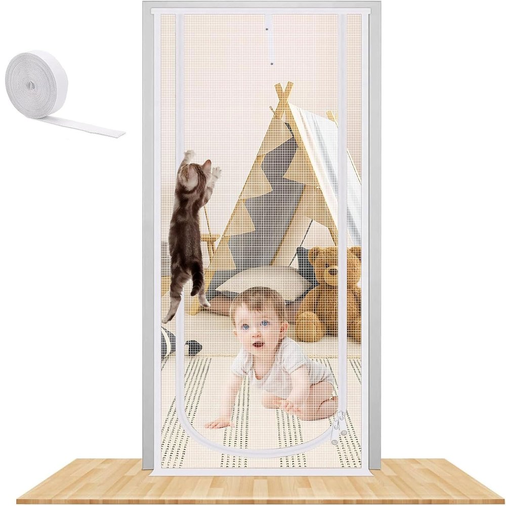Pet Insect Screen Door, White, Multiple Sizes (W 80 x 200 cm)