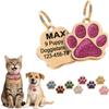 Personalized Dog ID Tag - Cute Paw Shape (Hot Pink) view 1
